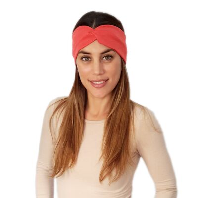 Elastic Hair Band with Knot Bright Coral