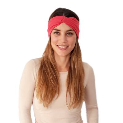 Elastic Hair Band with Knot Intense Coral