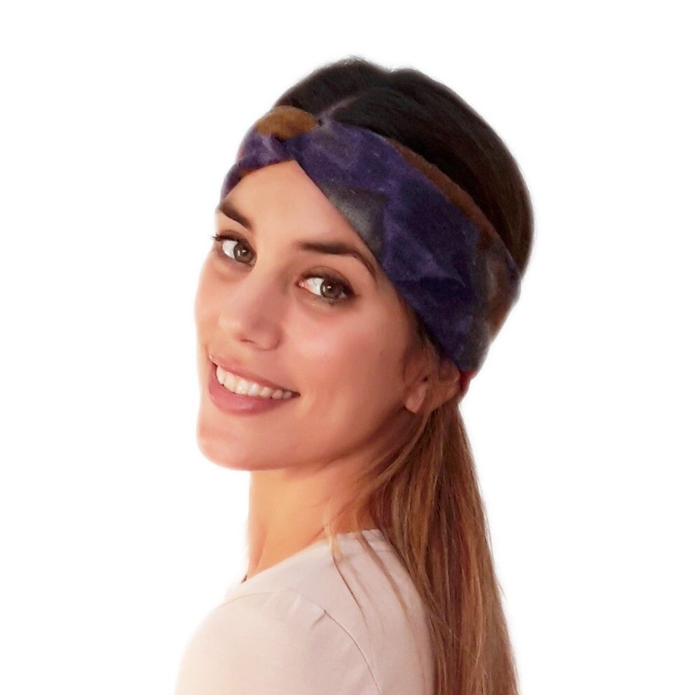 Elastic Hair Band Lilac Ocher Flowers (Autumn-Winter)