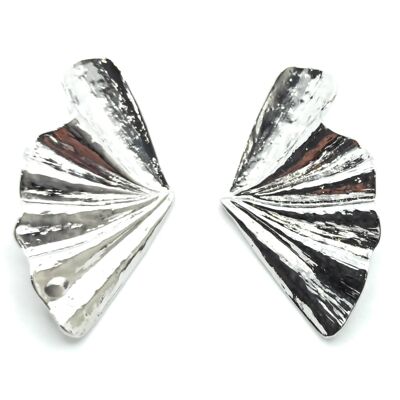 Large Silver Earrings XL Silver Leaf