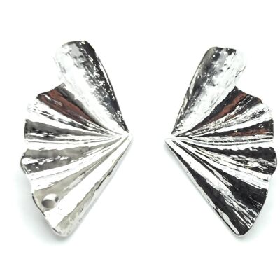 Large Silver Earrings XL Silver Leaf