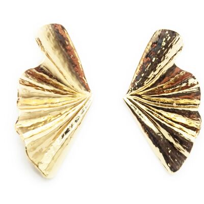 Large Golden Earrings XL Gold Leaf