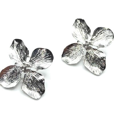 Large Silver Earrings XL Silver Orchid