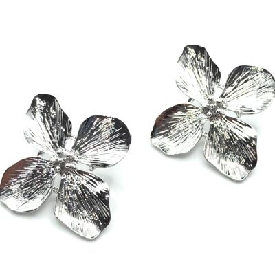 Large Silver Earrings XL Silver Orchid