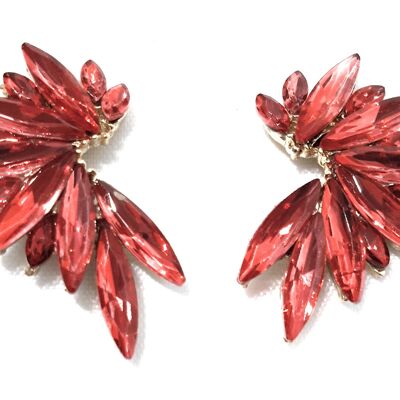 Pendientes Cristales Brillantes · Coral, Oro