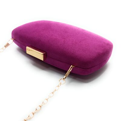 Clutch Bag Partytasche Wildleder Oval Violett Gold