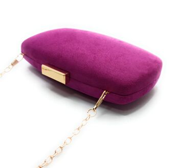 Pochette Party Bag Daim Ovale Violet Doré 1