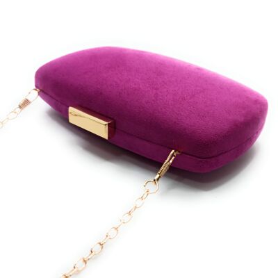 Clutch Bag Partytasche Wildleder Oval Violett Gold