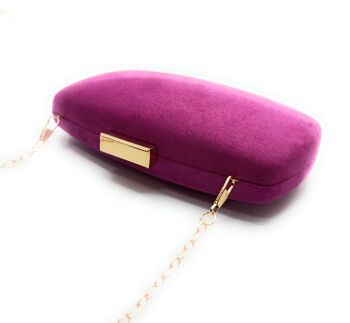 Pochette Party Bag Daim Ovale Violet Doré 8