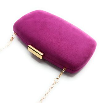 Pochette Party Bag Daim Ovale Violet Doré 2