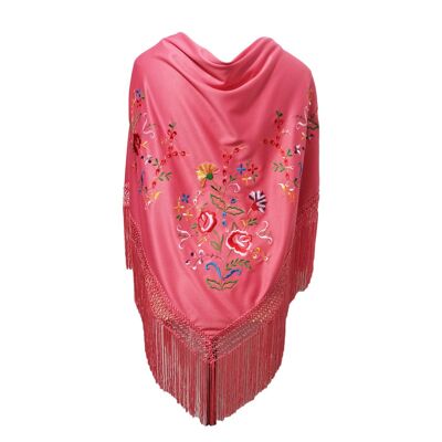 Embroidered flamenco shawl · Coral (175 x 85cm) last unit!