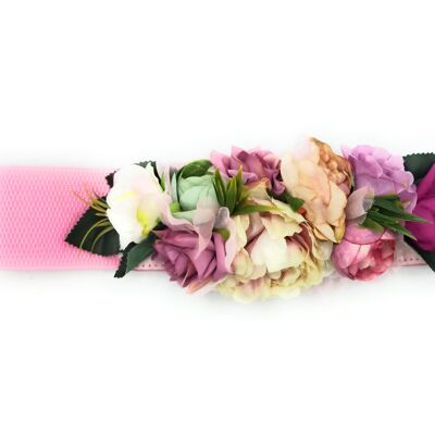 Blumen-Gürtel-Rosa-Elfenbein-Mauve-Band