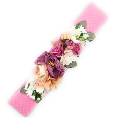 Flower Belt Multi Pink Ribbon White Daisies