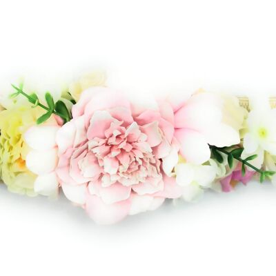 Blumengürtel · Beiges Band, rosa Blumen