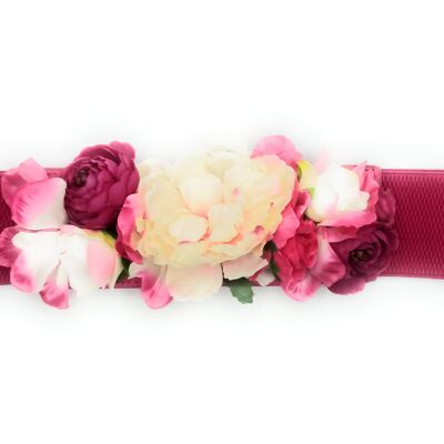 Flower Belt · Fuchsia Ribbon, Ivory Fuchsia Flowers