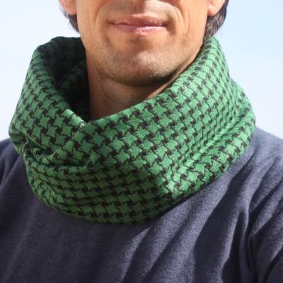 Foulard Collo Uomo Pied de Poule Verde, Reverse Nero