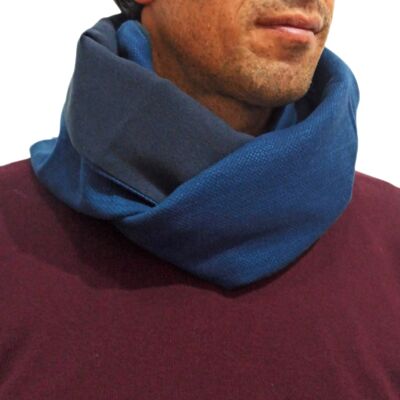 Bufanda Infinita Cuello Hombre · Azul Mezcla, Revés Gris