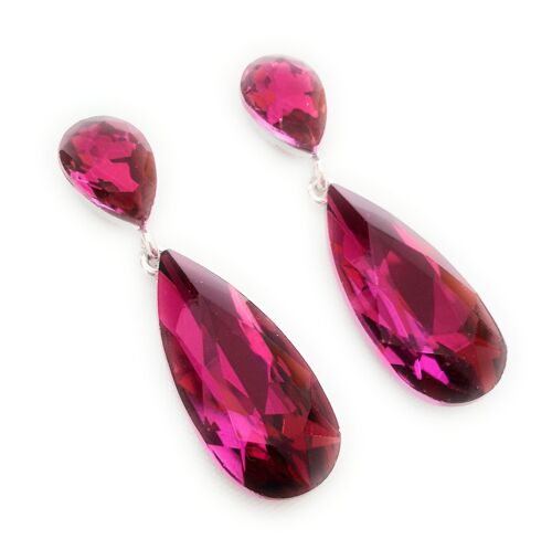 Pendientes Largos Cristales Brillantes · Fucsia