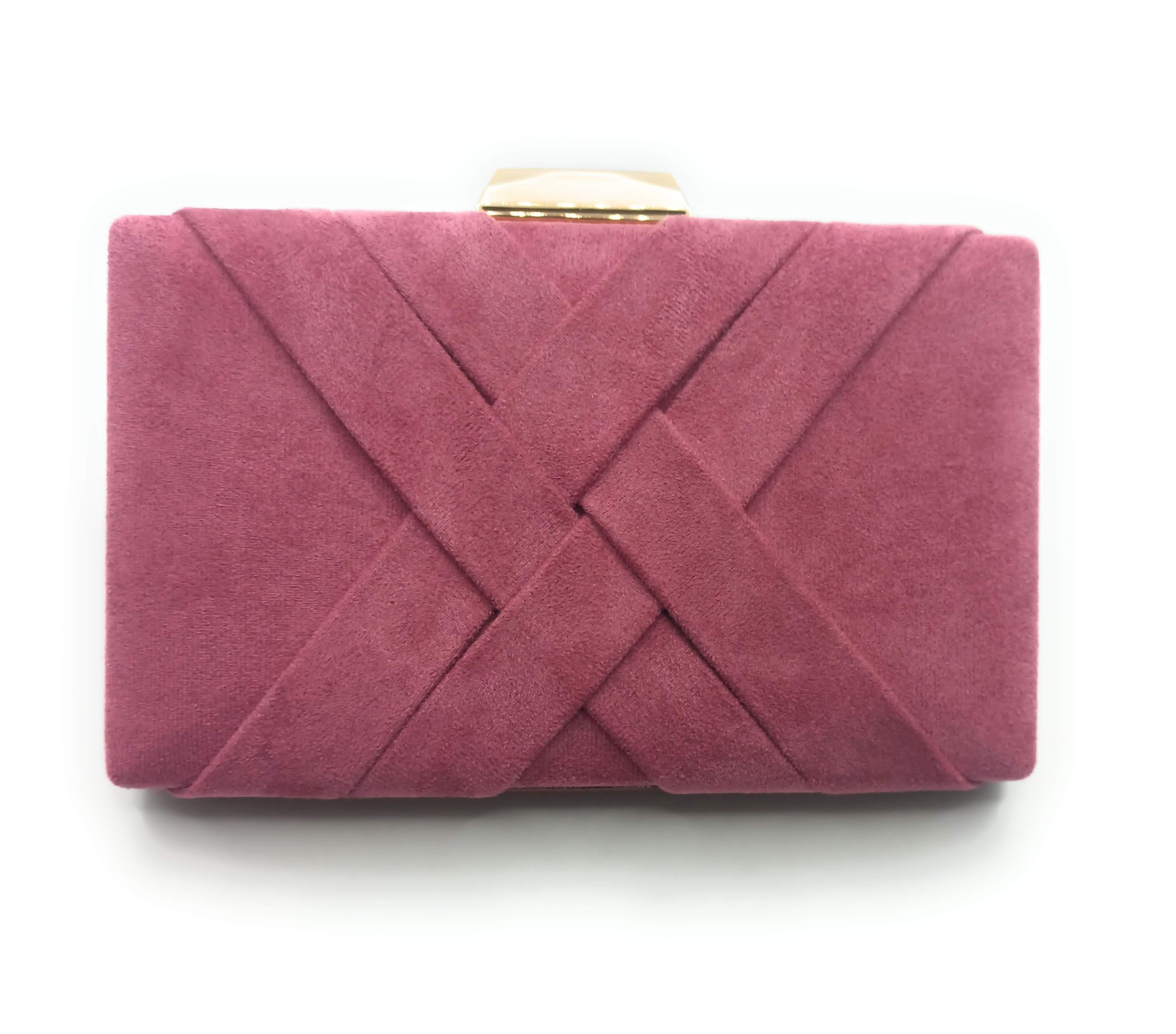 Pochette Borsa da festa · Pelle scamosciata rosso granata incrociata