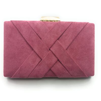 Pochette Borsa da festa · Pelle scamosciata rosso granata incrociata