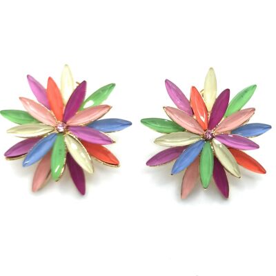 Gänseblümchen-Kristall-Ohrringe Multicolor Tutti Frutti, Gold
