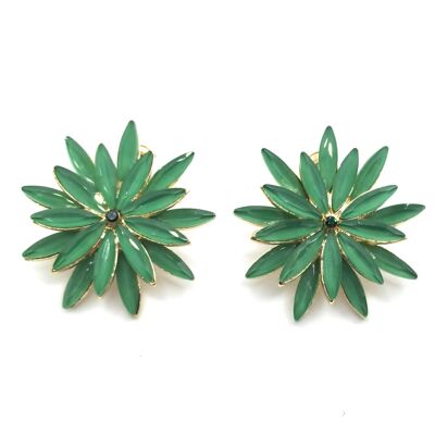 Daisy Crystal Earrings Kiwi Green, Gold