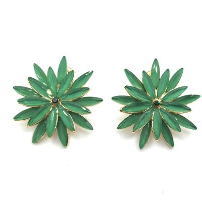 Daisy Crystal Earrings Kiwi Green, Gold