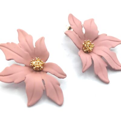 Long Flower Earrings Nude