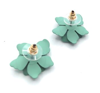 Boucles d'Oreilles Petites Fleurs Vert d'Eau 6