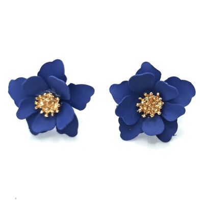 Kleine Blumen-Ohrringe Blau