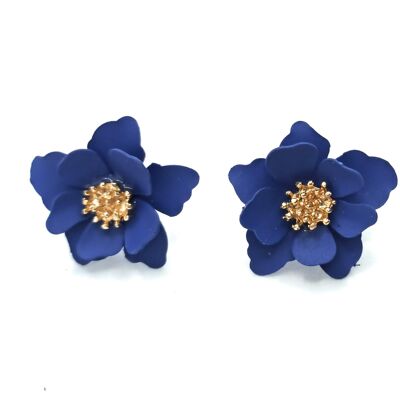 Kleine Blumen-Ohrringe Blau