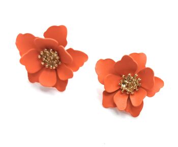 Boucles d'Oreilles Petites Fleurs Orange 2