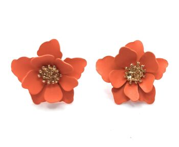 Boucles d'Oreilles Petites Fleurs Orange 3