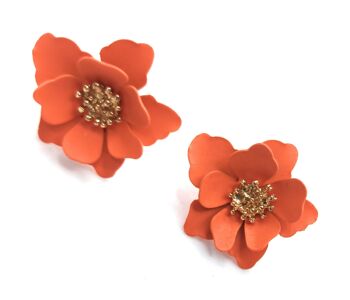 Boucles d'Oreilles Petites Fleurs Orange 4