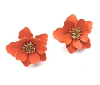 Boucles d'Oreilles Petites Fleurs Orange 5