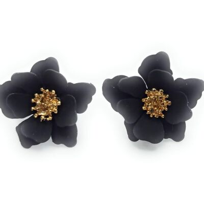 Kleine Blumen Ohrringe Schwarz