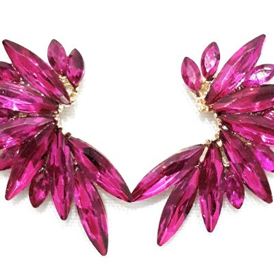 Brilliant Crystals Earrings Fuchsia, Gold