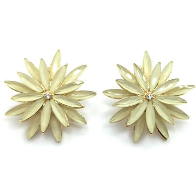 Daisy Crystal Earrings Ivory, Gold