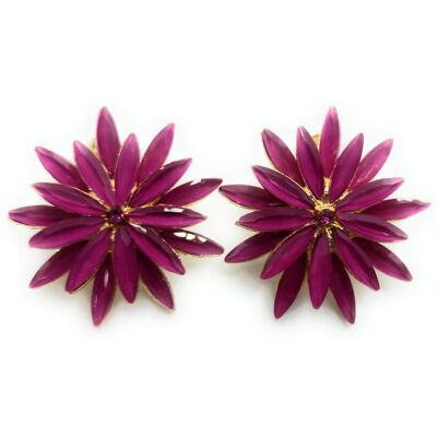 Boucles d'oreilles Daisy Crystals Magenta, Doré