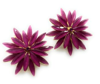 Boucles d'oreilles Daisy Crystals Magenta, Doré 2