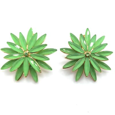 Daisy Crystal Earrings Lime Green, Gold