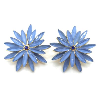 Daisy Crystal Earrings Baby Blue, Gold