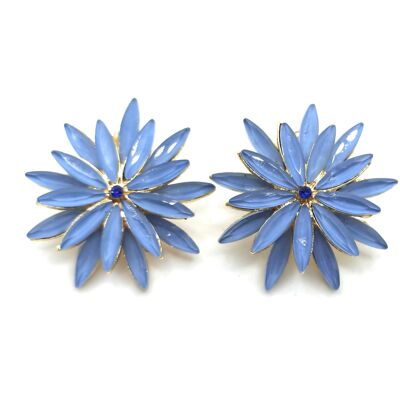 Daisy Crystal Earrings Baby Blue, Gold