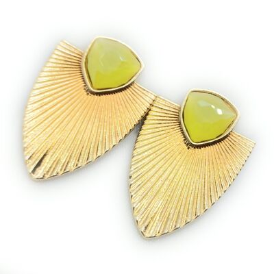 Boucles d'Oreilles Longues Dorées Rayons Jaunes