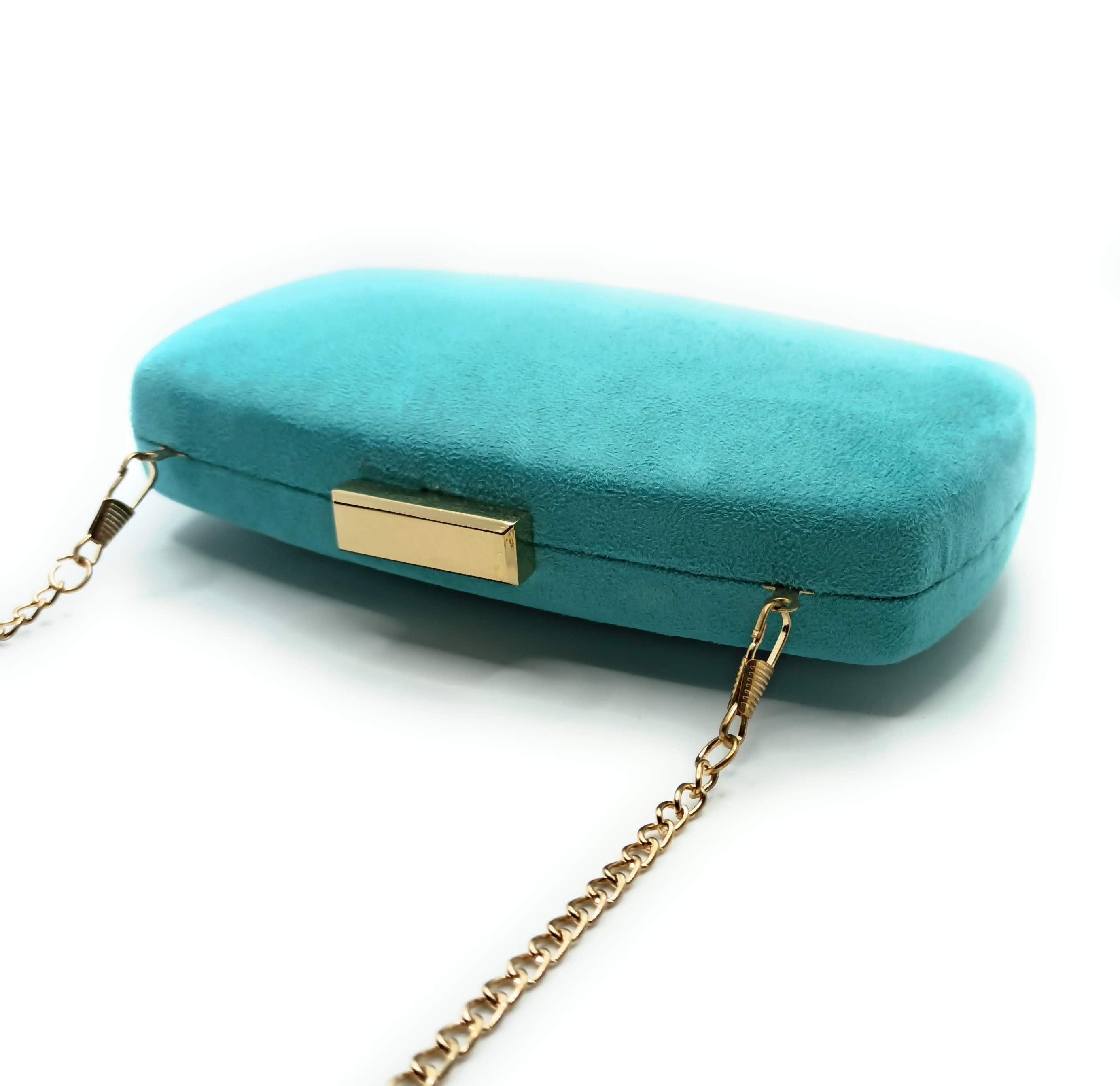 Borsetta Borsa da festa · Pelle scamosciata turchese ovale (ultima unità!)