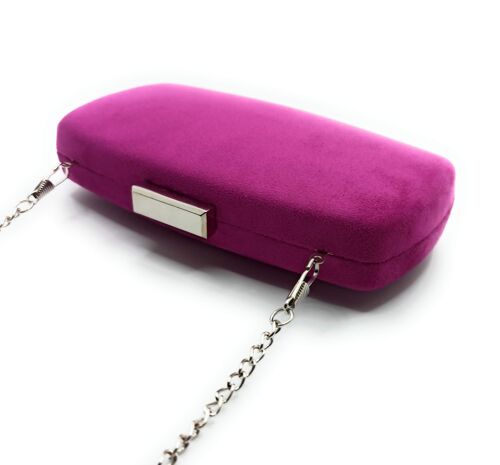 Cartera De Mano Bolso Fiesta · Ante Ovalado Violeta Plata