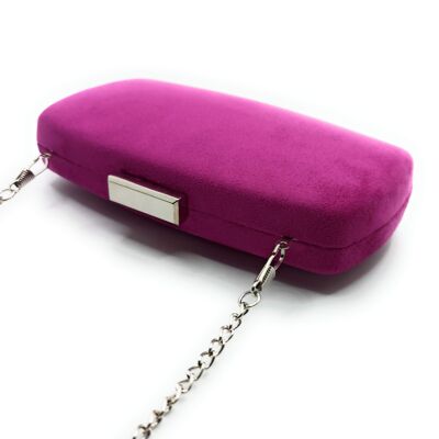 Cartera De Mano Bolso Fiesta · Ante Ovalado Violeta Plata