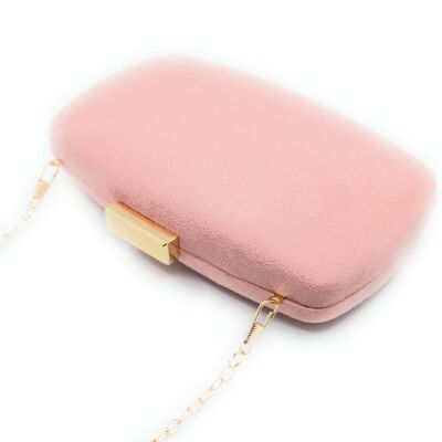 Clutch Bag Party Bag Pink Oval Suede