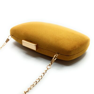 Clutch Bag Party Bag Oval Suede Mustard