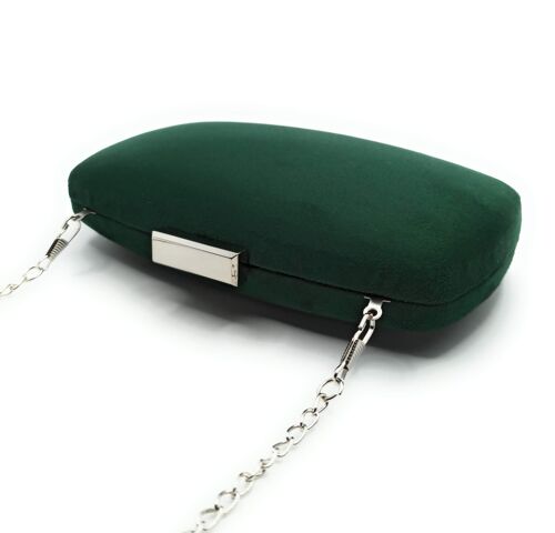 Cartera De Mano Bolso Fiesta · Ante Ovalado Verde Oscuro